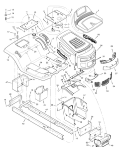 Chassis And Hood Diagram and Parts List for 385047X51A 2007 Briggs and Stratton Lawn Tractor